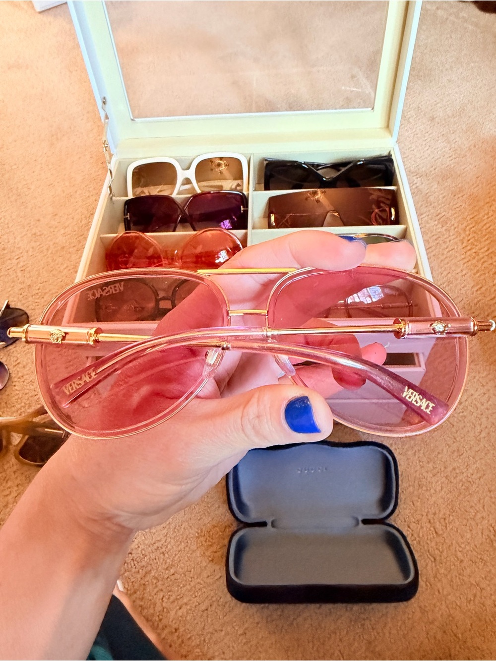 Versace Sunglasses Pink Transparent NWT - Picture 6 of 9